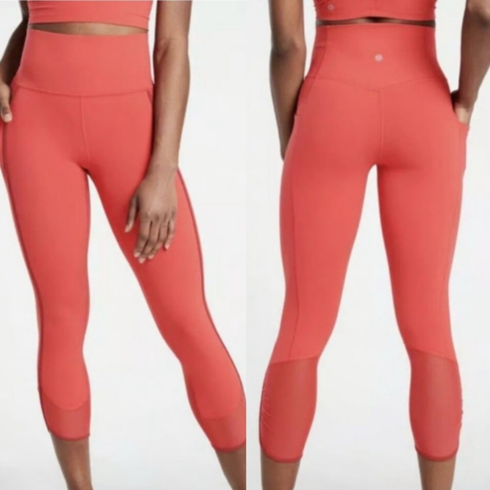 Athleta Salutation Stash Pocket‎ II Capri in Lychee Red Orange Plus Size 2X Yoga